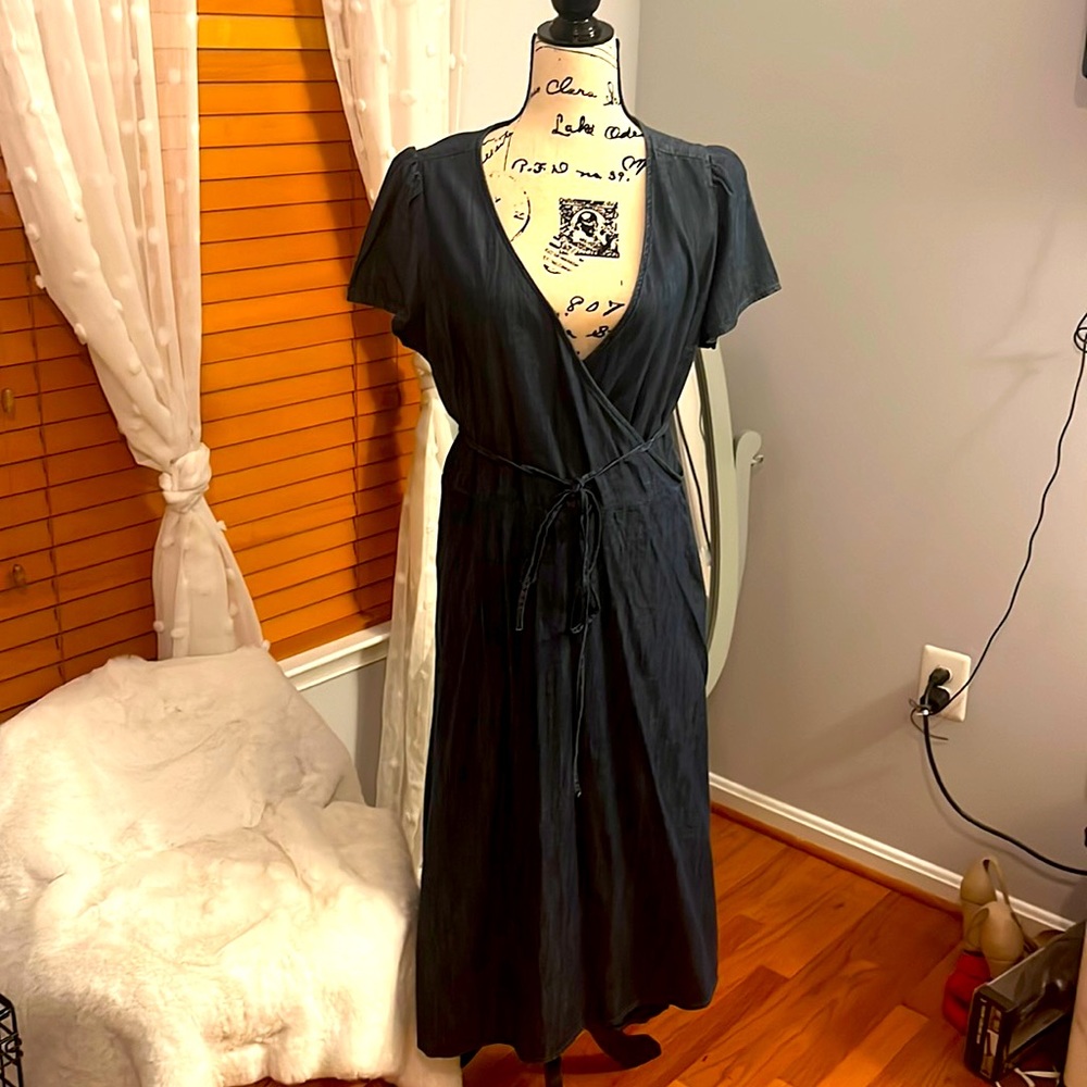 Denim wrap dress